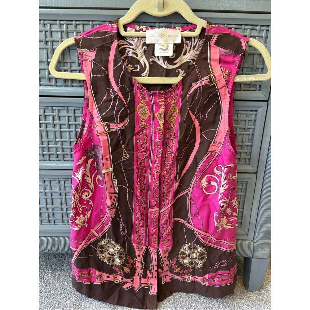NWOT Julie Brown silk sleeveless blouse, Sz 4, $275 D3